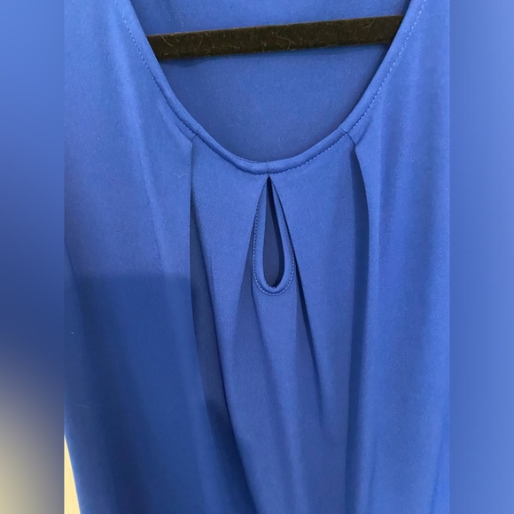 Kasper Electric Navy Blue Sleeveless Keyhole Top - Picture 2 of 4